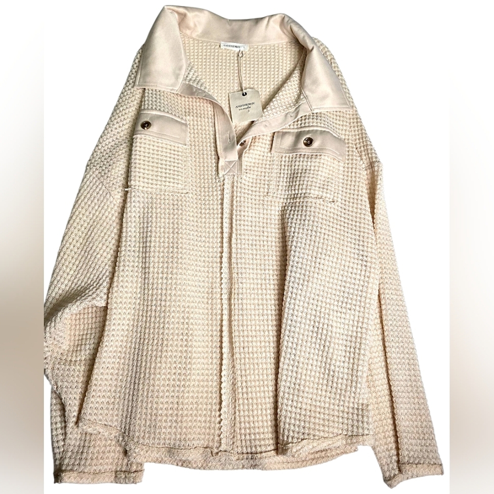 Cream Waffle Knit Shacket
